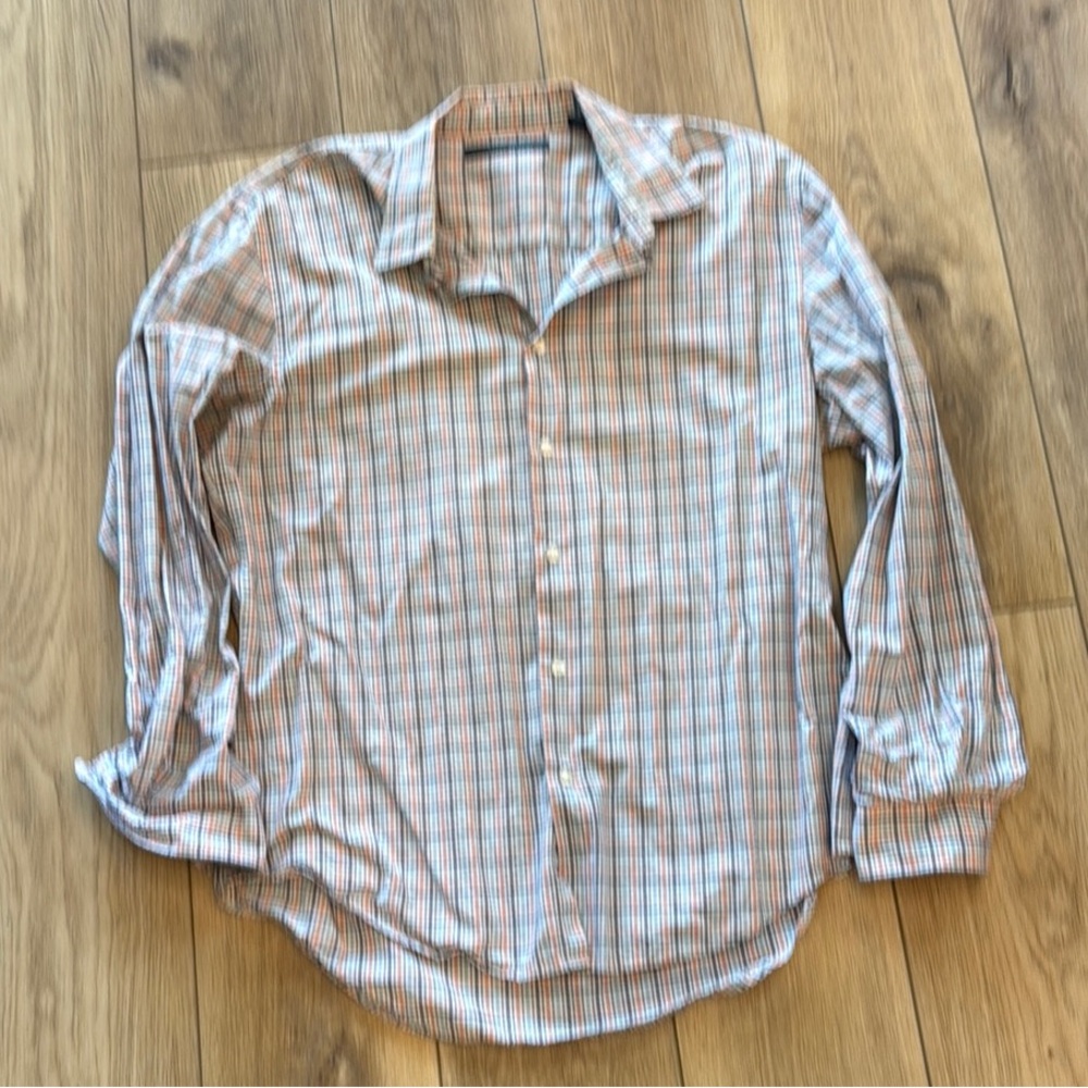 Men's Striped Shirt - Blue and Orange